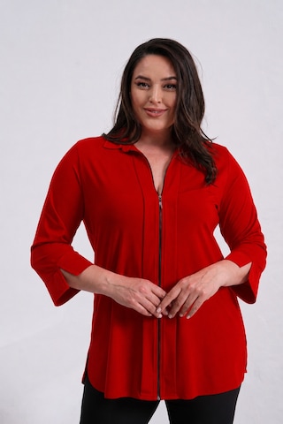 Bihan Store Kadın Uzun Kollu Yakalı Büyük Beden Uyumlu Fermuarlı Ceket 5195 Bej