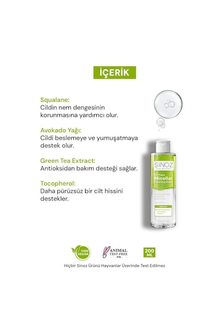 Sinoz Çift Fazlı Micellar Makyaj Temizleme Suyu 200 ML