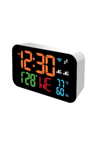 Tuya Wifi Masaüstü Saat Takvim Akıllı Termometre Higrometre Dijital Led Ekran Desteği Wıfı Otomatik Kalibrasyon/4 Seviyeli Ayarlanabilir Parlaklık/app Uzaktan Görüntüleme/yüksek Sıcaklık Uya