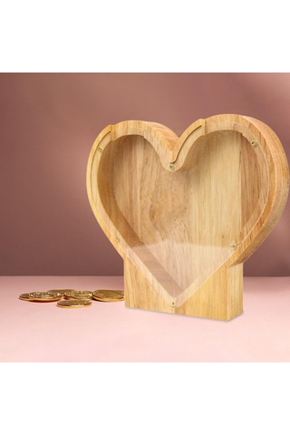 Dolıty Ahşap Kumbara Kalp Şeklinde Çocuk Zanaat Iyi Davranış 18x2.8x16cm