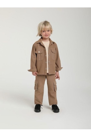 Erkek Çocuk Cepli Gömlek Ceket-15629 Camel
