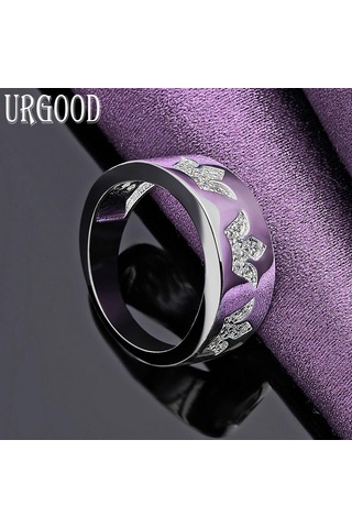 925 Ayar Gümüş Taç Aaa Zirkon Yüzük Hediye Moda Takı