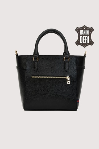 Hakiki Deri Kadın El Çantası Siyah Smr7922 Siyah