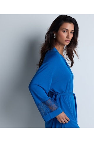 Aubade Lazy Days Kimono Seiden - Modal Kumaş Ve Dantel Detaylı Mavi