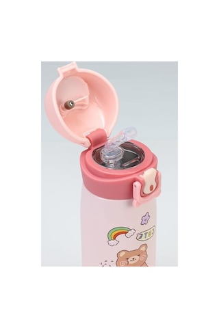 Dereceli Çocuk Termosu, Pembe Renk, Taşınabilir Ve Sızdırmaz Açık Beyaz