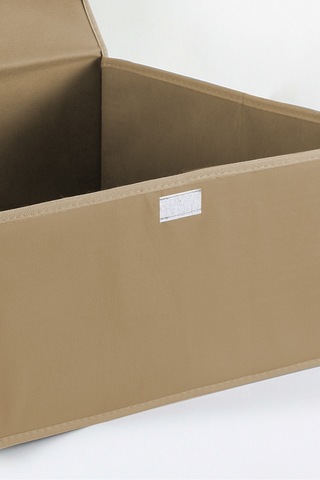 Kapaklı Cırt Bantlı Baza Boy Kutu Hurç 3 Adet 50x40x19 Bej Renk Gri