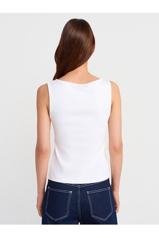 Dilvin 31764 Fermuar Detaylı Top-beyaz Beyaz