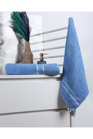 %100 Pamuk 2 Parça Kadın/erkek Banyo Duş Hamam Havlu Seti 90x150 Cm Mavi