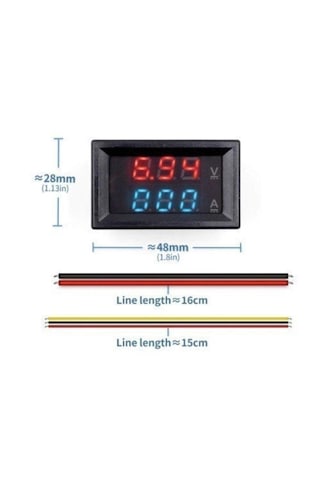 Dijital Voltmetre Ampermetre Volt Akım Ölçer Dc 0-100v 10a
