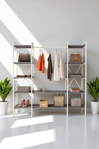 Nilamu Antrasit Elbise Dolabı Metal Gövdeli Açık Askılık & Organizer Dolap 175 170 34 Cm Antrasit