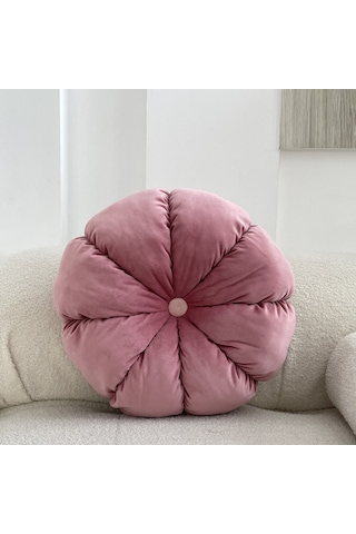 Gajeena Kuru Kumaş Kürdanlı Puf Koltuk Yastığı - Ofis Sandalyesi, Pencere Koltuğu İçin Konforlu Ve Şık Derici Pembe, 45 Cm Çap X 12 Cm Kalınlık Diğer