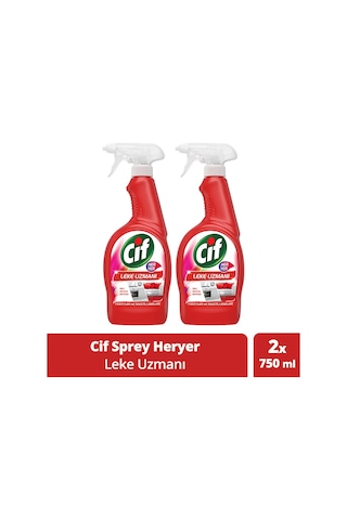 Cif Sprey Kırmızı Yüzey Temizleyici Leke Uzmanı 2 x 750 ML
