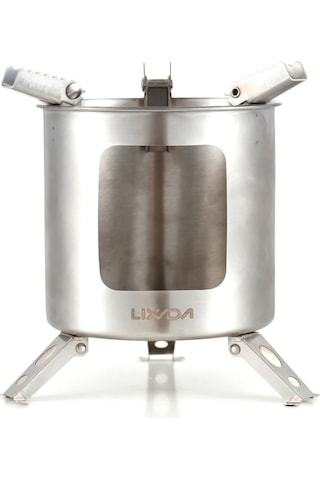 Kosona 201 Çelik Güneşli Odun Fırını, Kamp, Yürüyüş, Piknik İçin Dışarıda Pişirme, Yakıt Gerektirmeyen 16x16x17cm Gümüş