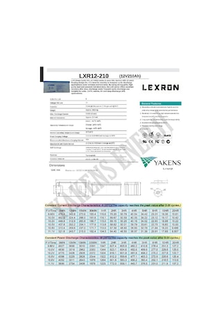 Lexron 210 Amper Jel Akü Lexron