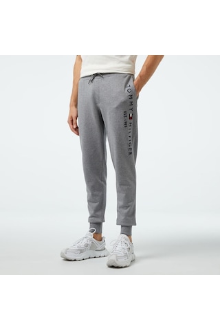 Tommy Hilfiger Erkek Alt Eşofman Yazı Logo Nakışlı Gri