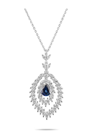 5.00 Karat Safir Laboratuvar Pırlanta Kolye - Hrd Sertifikalı