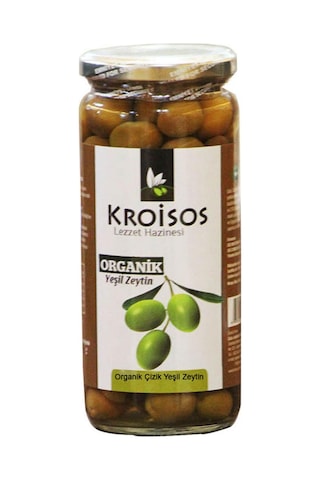 Kroisos Organik Domat Çizik Yeşil Zeytin Cam 300 G
