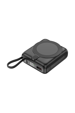 S-link M10l 10000 Mah Magsafe Uyumlu 15w Kablosuz Ve 22.5w Pd Hızlı Şarj Powerbank Siyah Siyah
