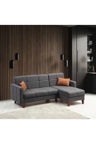 Minarmobilya Polya Sandıklı Bazalı L Köşe Koltuk - Koyu Gri