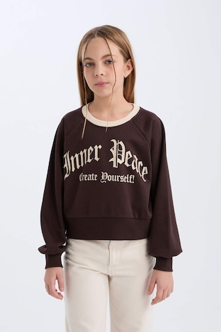 DeFacto Kız Çocuk Relax Fit Bisiklet Yaka Baskılı İçi Yumuşak Tüylü Sweatshirt D7042A824WNBN116