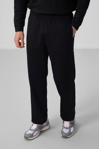 Siyah Yüzeyi Dokulu Oversize Erkek Eşofman Takım - 85275 Siyah