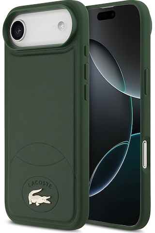 Apple Uyumlu iPhone 17 Air Kılıf Lacoste Lisanslı M-safe Şarj Özellikli Pu Deri Metal Logolu Kapak Yeşil Yeşil