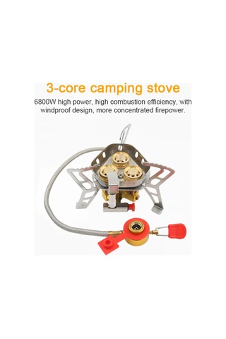 3 Çekirdekli Kamp Sobası 6800w Yüksek Güçlü Gaz Brülörü,y26849 Gümüş