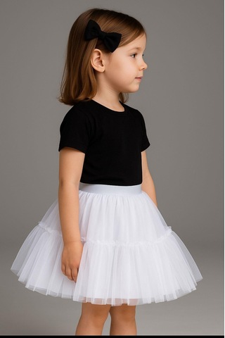 Gala Altı Fırfırlı Tütülü Kız Çocuk Etek Beyaz