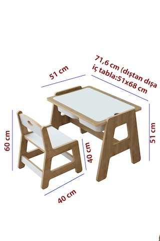 Lesson Montessori Ahşap Aktivite Masa Sandalye Takımı Pembe Beyaz