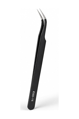 Esd-15 Eğri Uçlu Hassas Profesyonel Cımbız Anti-manyetik Paslanmaz Çelik 12.5 Cm