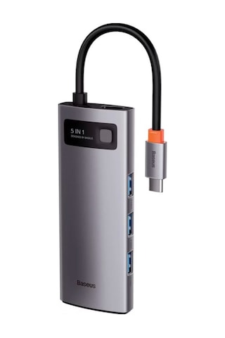 Baseus Metal Gleam 5In1 Multifonksiyonel Type-C Hub Adaptör Dock-Gri (551581989)