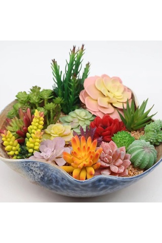 Xiyyadms Dıy Yapılandırılabilir Simülasyon Sukulent Bitki Seti - Bakım Gerektirmeyen Ev Dekorasyonu Duvar Yeşilliği