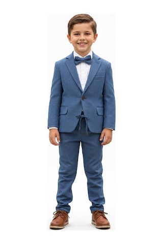Erkek Çocuk Damatlık 4 Parça Mavi Blazer Ceketli Şık Takım Elbise 5428-my
