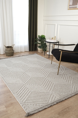 Mariesse Home Naturel Bukleli Yumuşak Dokulu Iskandinav Yolluk Dokuma Halı Oturma Odası Mutfak Halısı Koridor Doha Yolluk 609 Gri
