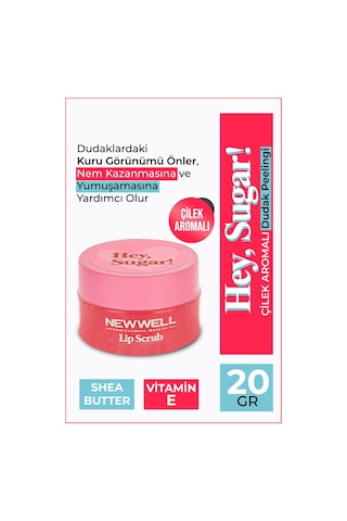 New Well Hey Sugar Çilek Aromalı Dudak Peeling 20 G