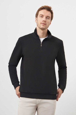 Morven Erkek Siyah Fermuarlı Bato Yaka Sweat-shirt 25ks063001001 Siyah Siyah