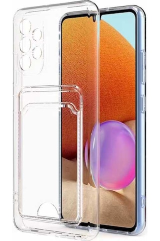 Samsung Uyumlu Galaxy A73 Kılıf Kartlıklı Şeffaf Zore Setra Clear Silikon Kapak Renksiz