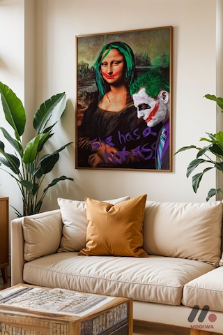 Mona Lisa Pop Art Mashup, Ahşap Çerçeveli Duvar Tablosu - Renkli Ev Dekorasyonu