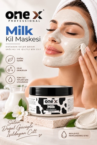 One X Milk Kil Maskesi 350 Gr Süt Özlü Arındırıcı Yüz Maskesi, Cilt Bakım Ve Temizleme Maskesi, Tüm Cilt Tipleri
