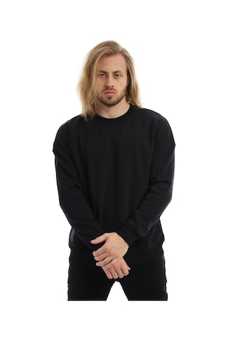 Polostate Erkek Bisiklet Yaka Karyoka Dikişli Sweatshirt Siyah