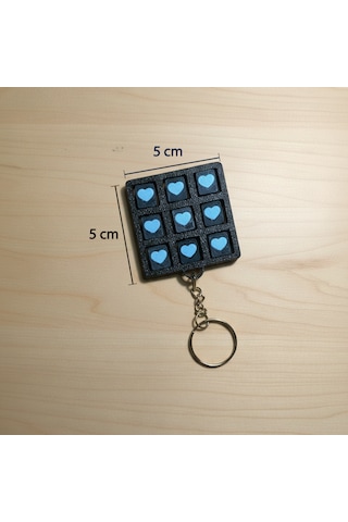 Kalp Ve Daire Temalı 3d Xox Oyun Anahtarlığı Siyah