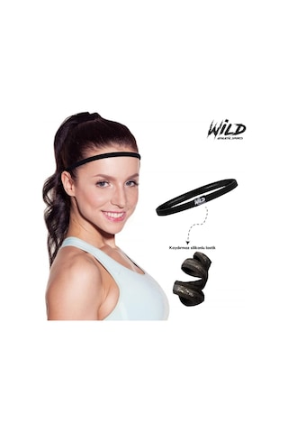 Wild Athletic Kaydırmaz Spor Elastik Saç Bandı Tokası Tekli Siyah