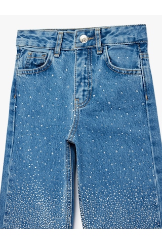 Koton Pamuklu Cepli Normal Bel Loose Fit Geniş Paça Jean Pantolon Orta İndigo 6skg40022ad İndigo