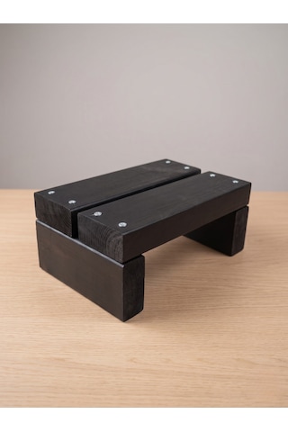 Nest Woodtr Doğal Ahşap Tek Katlı Basamak Tabure Yükseltici 30x25x15cm 1adet Siyah - Siyah