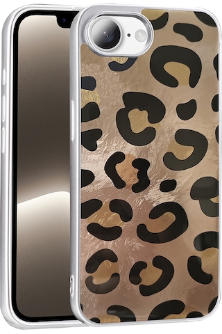 Apple Uyumlu iPhone 17e Kılıf Desenli Zore Mep Kapak - Gold Leopar