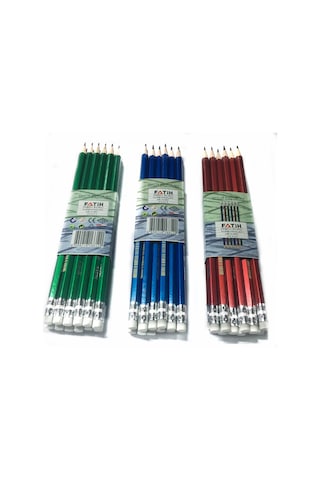 Fatih Köşeli Silgili Kurşun Kalem 12 Adet