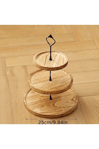 Dashanshop 1 2 3 Katlı Rustik Koyu Ahşap Pasta Standı Light Burn Model Parti Dekorasyonu