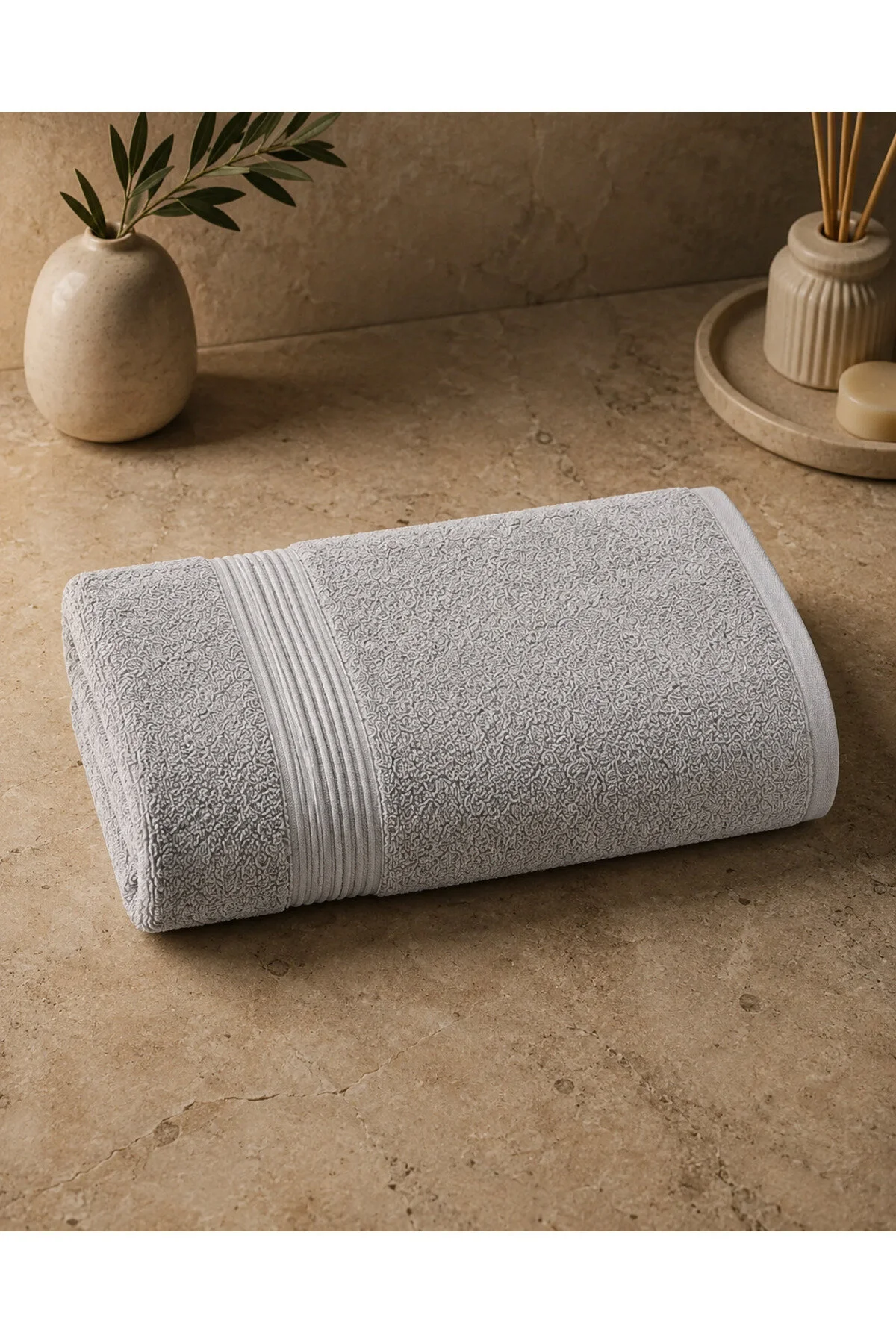 3 Lü Banyo Havlu Seti 70x140 50x90 50x70 Cm Yumuşak Dokulu Banyo El Yüz Ve Ayak Havlusu Takımı Açık Gri