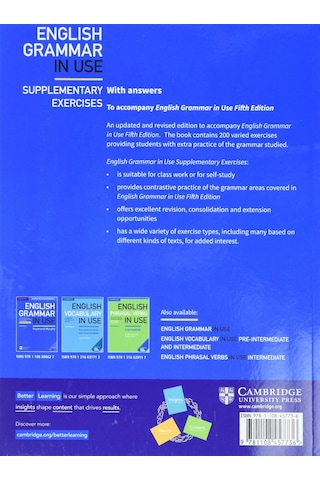 English Grammar İn Use Supplementary Exercises Book With Answers: To Accompany English Grammar İn Use Fifth Edition