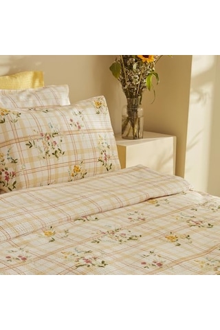 Home Minella%100 Pamuk, Soft Touch Çift Kişilik Nevresim Takımı, Sarı 0